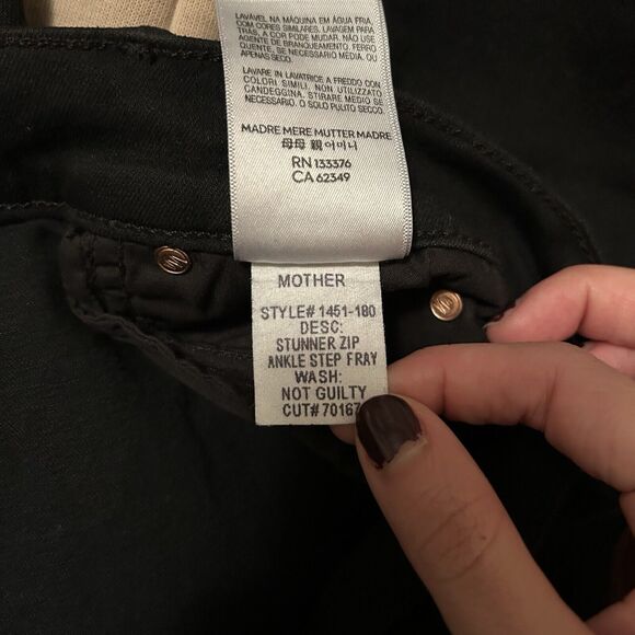 Mother Jeans Black Stunner Zip Ankle Step Fray Not Guilty Denim Womens Size 30 - Picture 13 of 15
